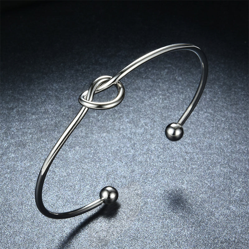 Handmade Minimalist Knot 18K Gold Plated Stainless Steel Cuff Bracelet