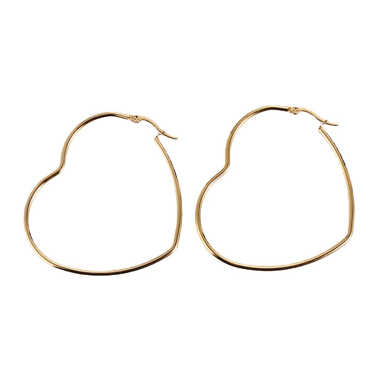 Heart Shape 18k Gold Titanium Steel Fashion Earrings