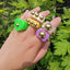Heart-Shaped Irregular Multicolor Acrylic Resin Ring for Women