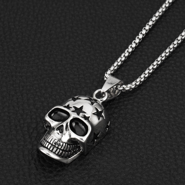 Hip-Hop Angel Skull Star Pendant Titanium Steel Men's Necklace