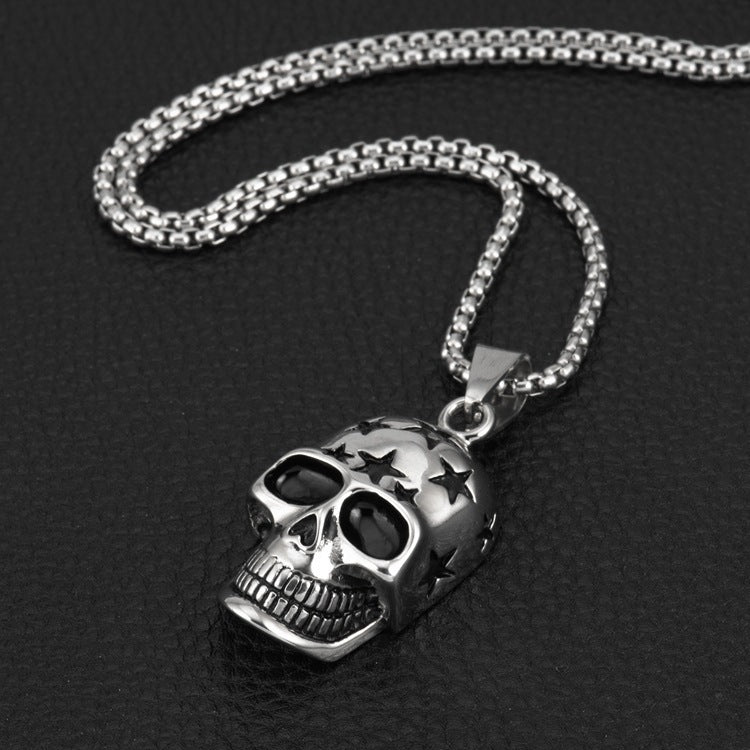 Hip-Hop Angel Skull Star Pendant Titanium Steel Men's Necklace