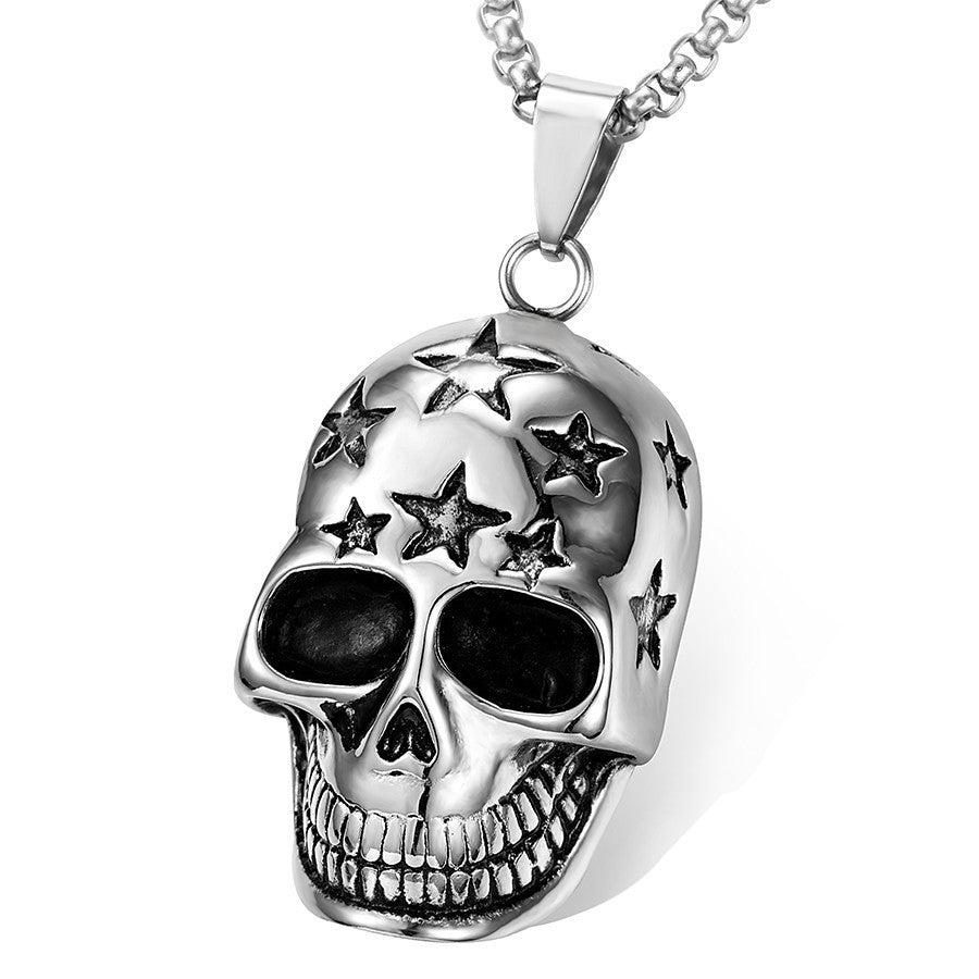 Hip-Hop Angel Skull Star Pendant Titanium Steel Men's Necklace