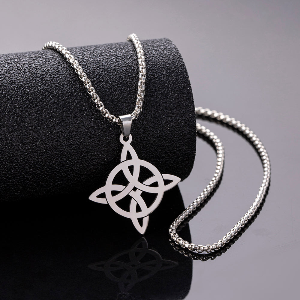 Geometric Stainless Steel Celtic Knot Pendant Necklace