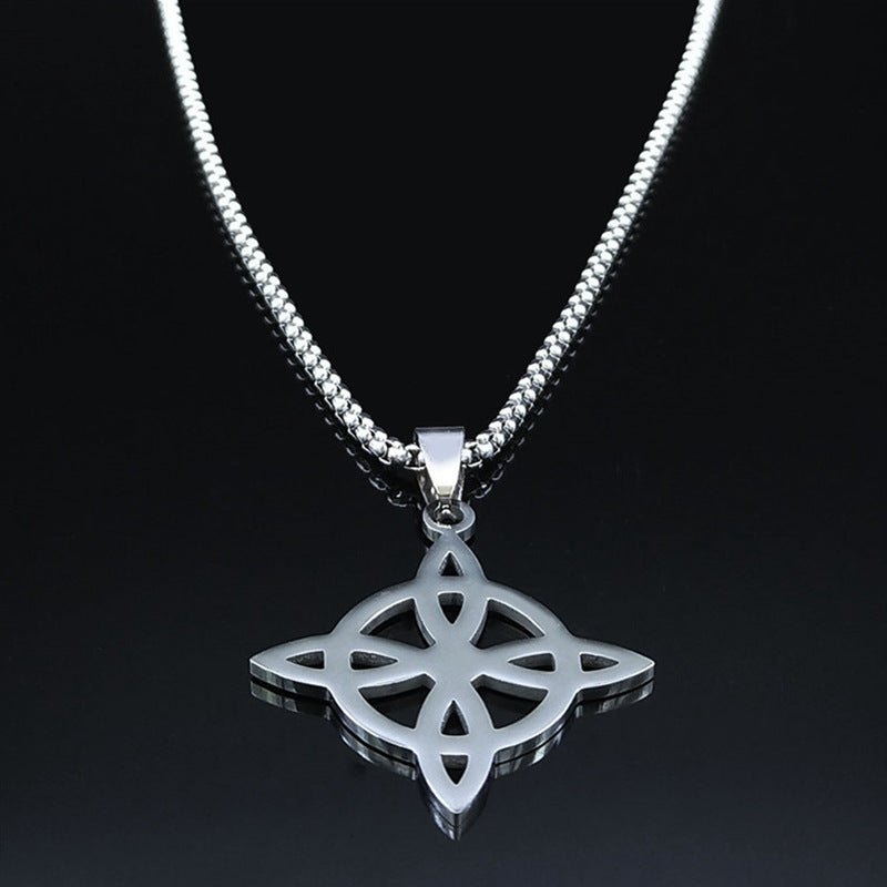 Geometric Stainless Steel Celtic Knot Pendant Necklace