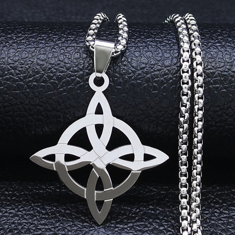 Geometric Stainless Steel Celtic Knot Pendant Necklace