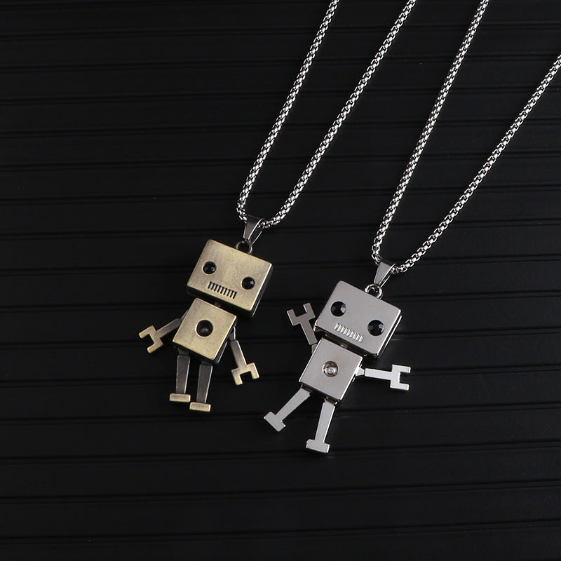 Hip Hop Korean Robot Pendant Necklace for Couples