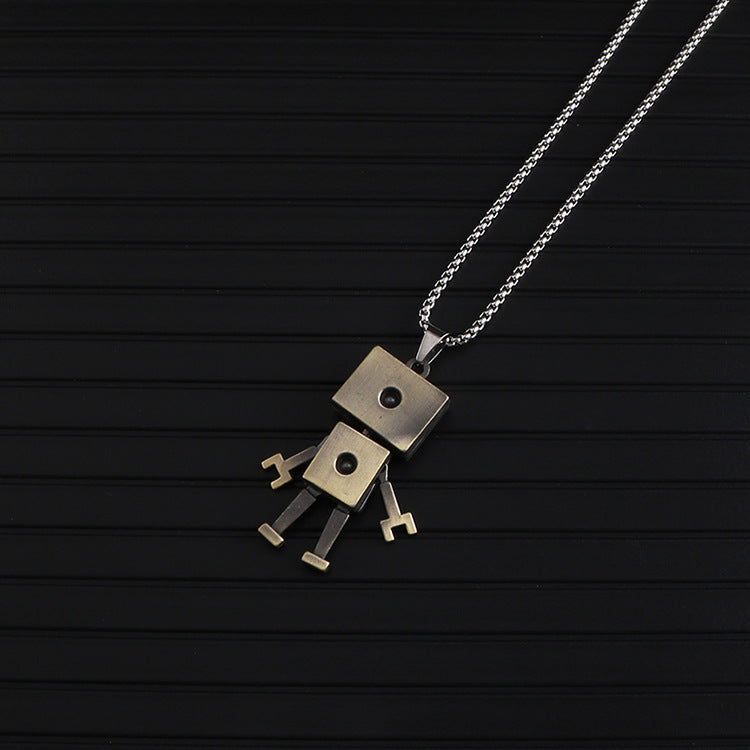 Hip Hop Korean Robot Pendant Necklace for Couples