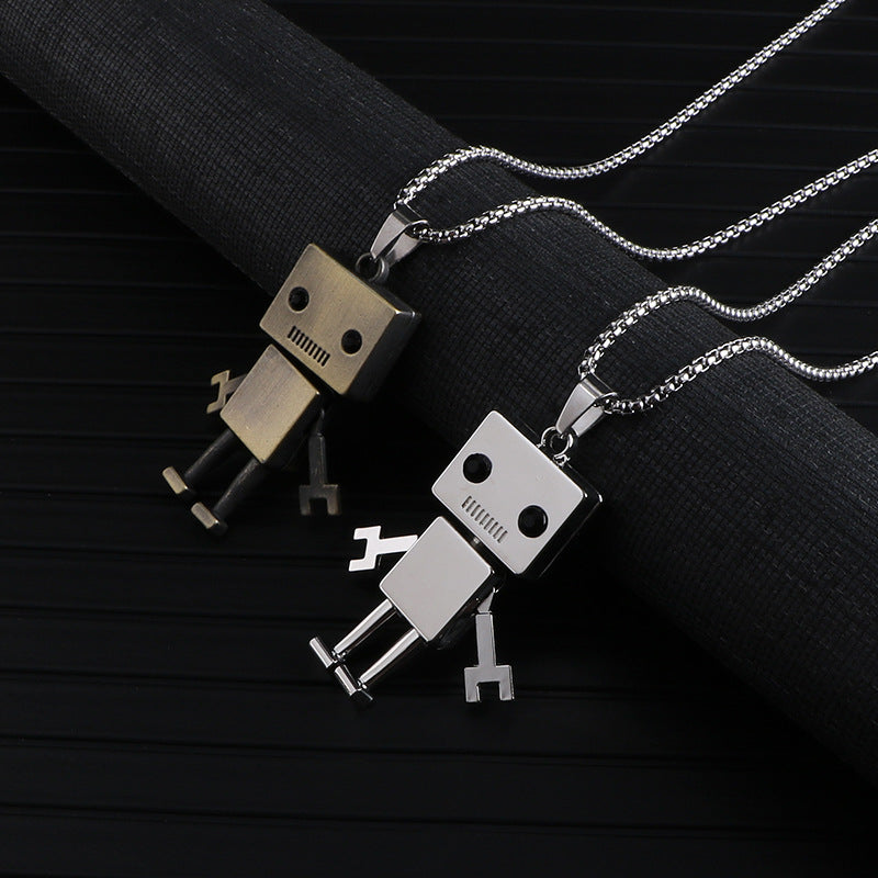 Hip Hop Korean Robot Pendant Necklace for Couples