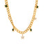Hip-Hop Pentagram Water Droplets Eye Titanium Steel Gold Plated Zircon Pendant Necklace 1 Piece