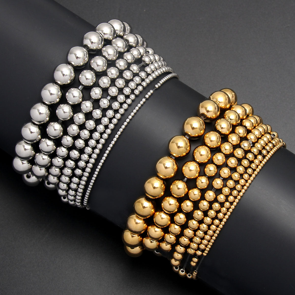 Hip-Hop Retro Stainless Steel Beaded Bracelet for Men