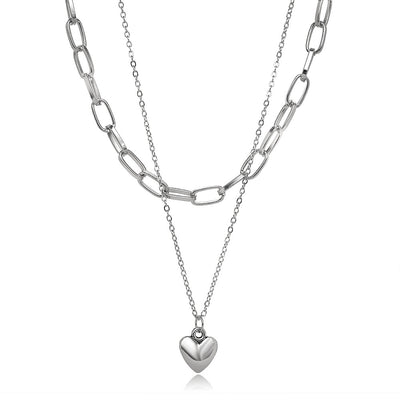 Hip-hop Heart-shaped Pendant Personality Chain Necklace