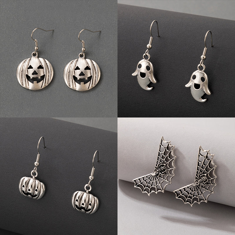 Halloween Skull and Ghost Pumpkin Alloy Earrings