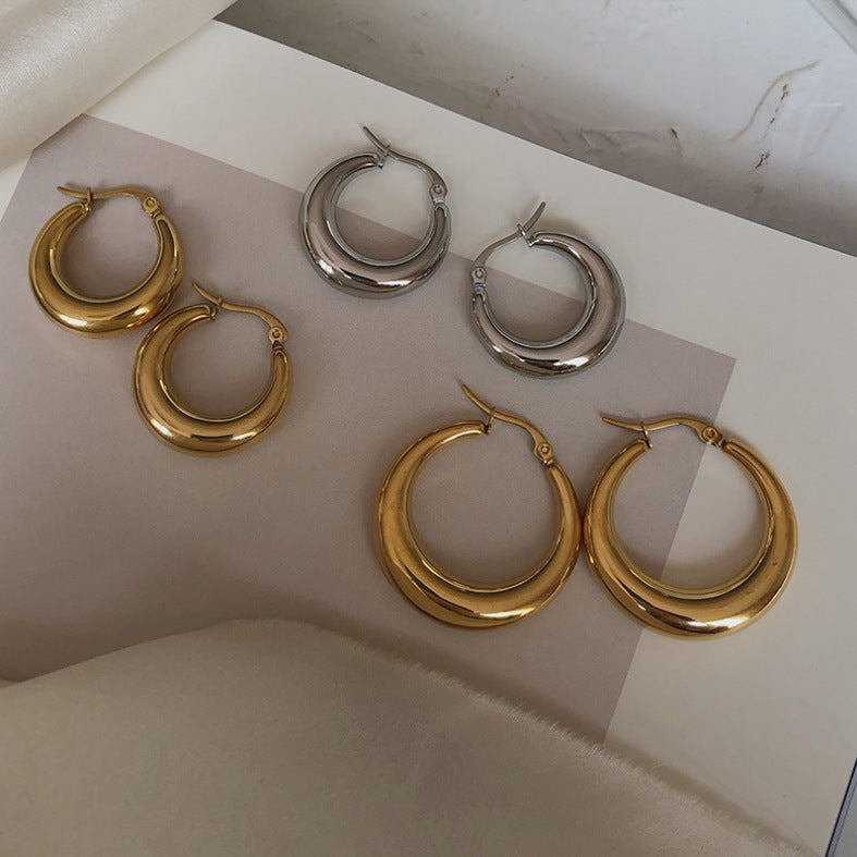 Hollow Crescent-shaped Titanium Steel Earrings