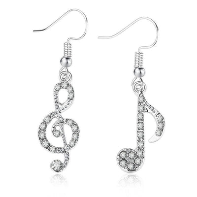 Hot Sale Diamond Note Asymmetric Earrings Student Girl Shining Music Symbol Earrings