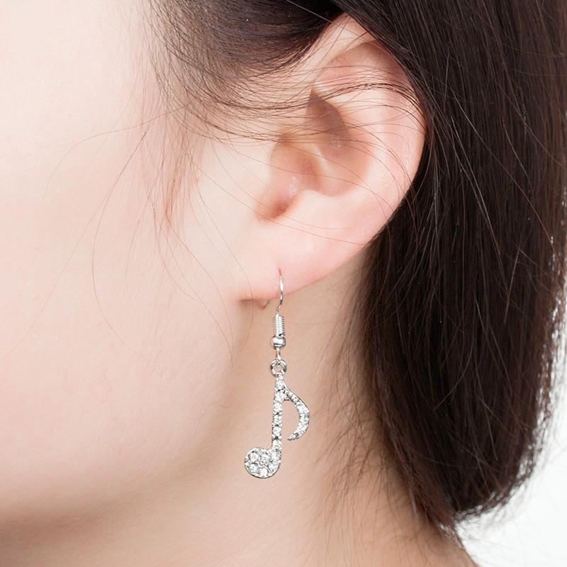 Hot Sale Diamond Note Asymmetric Earrings Student Girl Shining Music Symbol Earrings