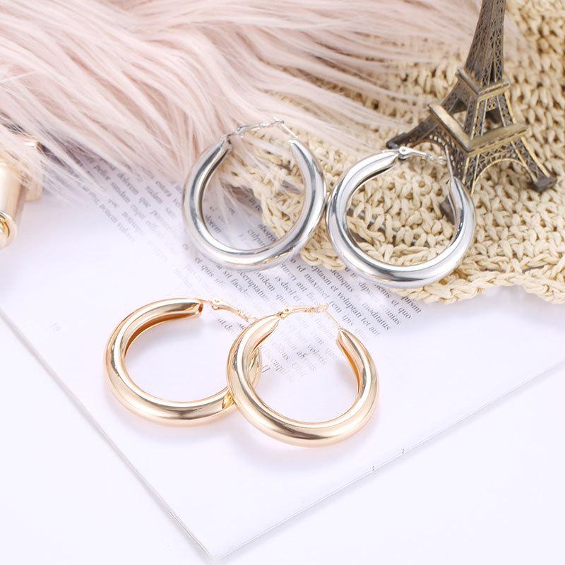 Golden Geometric Statement Round Earrings for Women