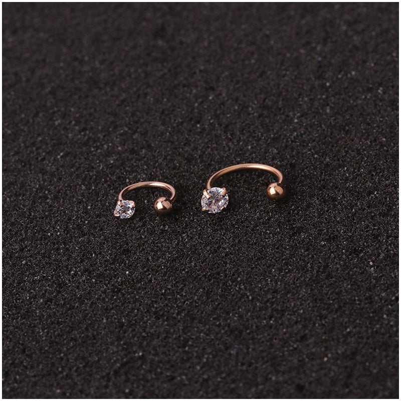 Hot Sale Piercing Zircon C-type Nose Nail Stainless Steel Screw Earrings