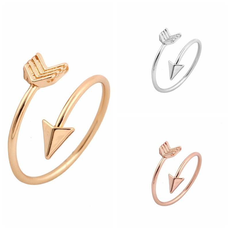 Retro Rock Art Style Adjustable Arrow Cross Ring