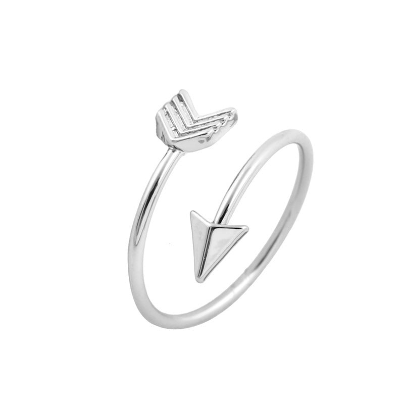 Retro Rock Art Style Adjustable Arrow Cross Ring