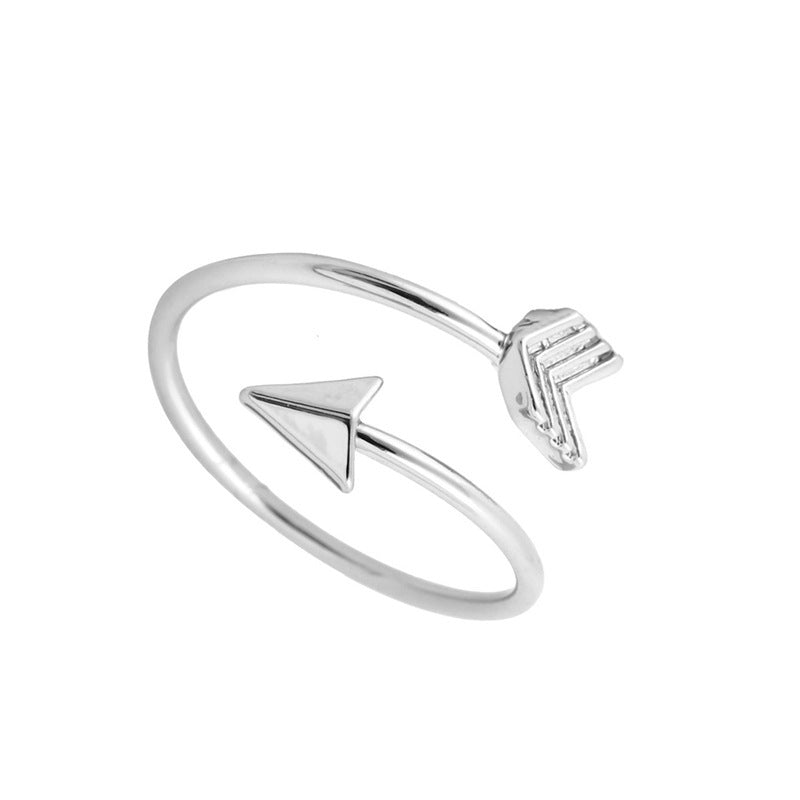 Retro Rock Art Style Adjustable Arrow Cross Ring