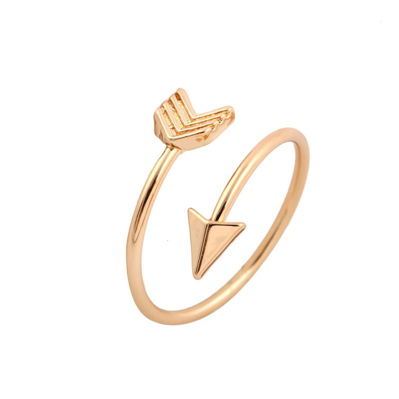 Retro Rock Art Style Adjustable Arrow Cross Ring