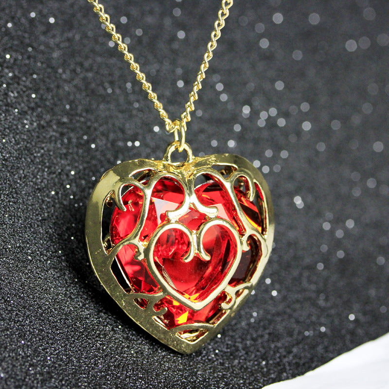 Hot Seliing Necklace The Legend Of Zelda 2 Hollowed Out Love Crystal Necklace