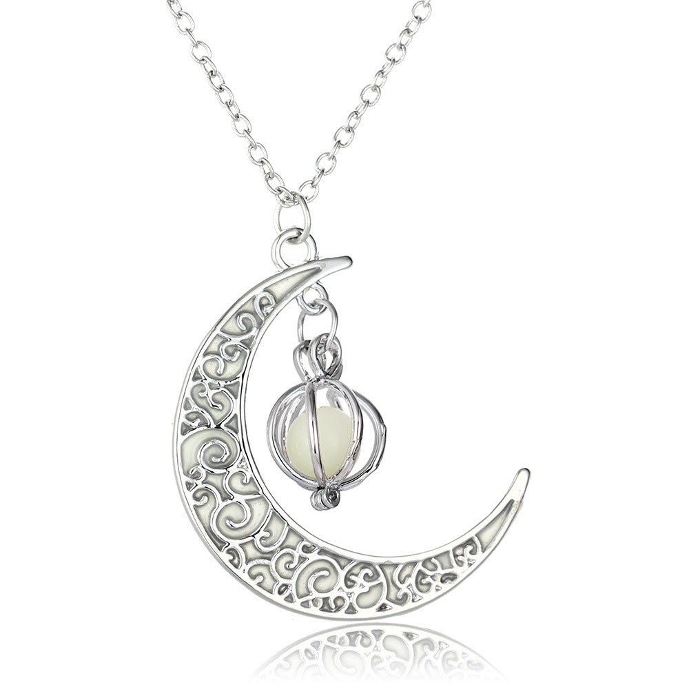 Hot Selling Moon Pumpkin Pendant Luminous Stone Luminous Women's Necklace