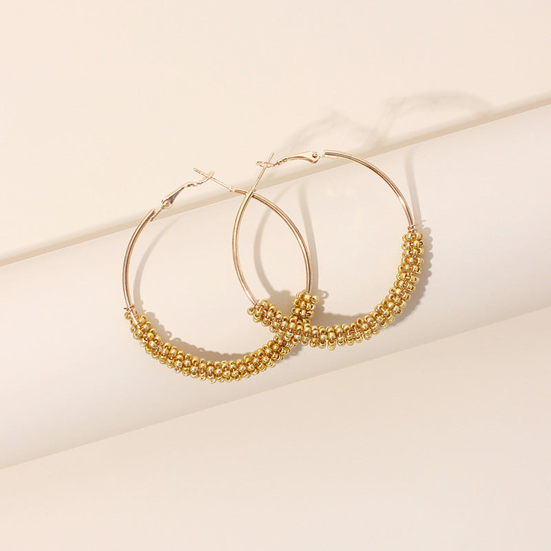 IG Style Alloy Knitting Miyuki Beads Women'S Hoop Earrings