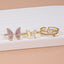 IG Style Geometric Butterfly 14K Gold Plated Open Ring with Zircon and Pearl Inlay