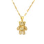 IG Style Cute Little Bear Stainless Steel Copper Plating Inlay Zircon Gold Plated Pendant Necklace