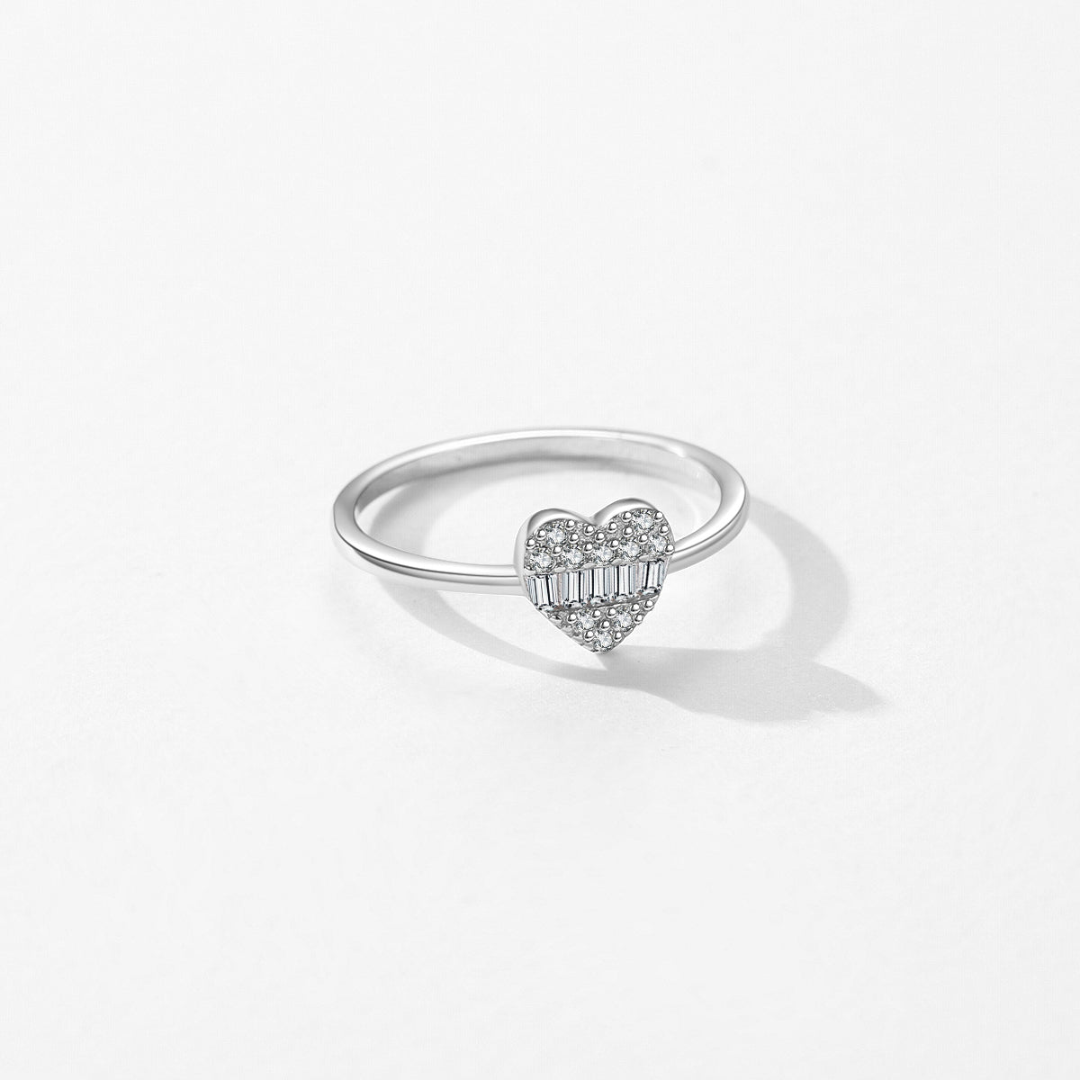 Modian S925 Sterling Silver Heart Zircon Ring for Women - Fashionable and Versatile Cube Design