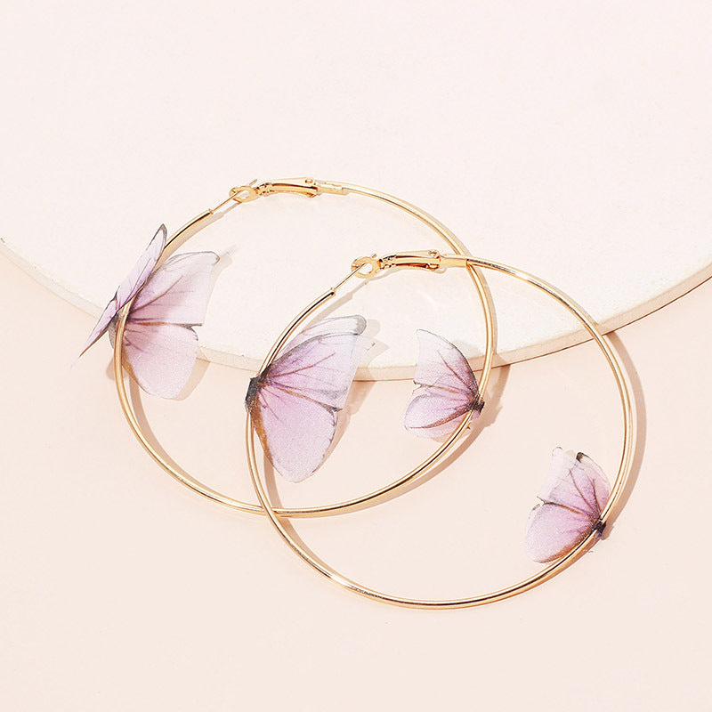 IG Style Fashion Geometric Butterfly Fabric Hoop Earrings