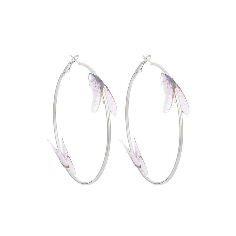 IG Style Fashion Geometric Butterfly Fabric Hoop Earrings