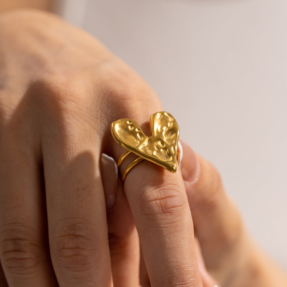 IG Style 18K Gold Plated Heart Shape Stainless Steel Ring