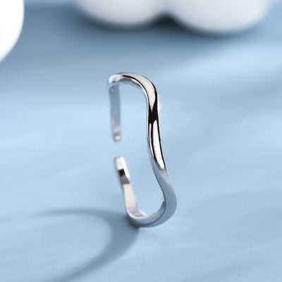 IG Style Irregular Geometric Sterling Silver Mobius Adjustable Open Ring