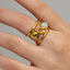 IG Style Retro Colorful 18K Gold Plated Adjustable Ring with Inlaid Glass and Natural Stones