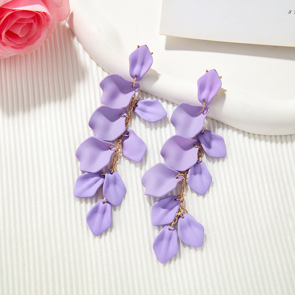 IG Style Retro Acrylic Flower Petal Drop Earrings in Sterling Silver