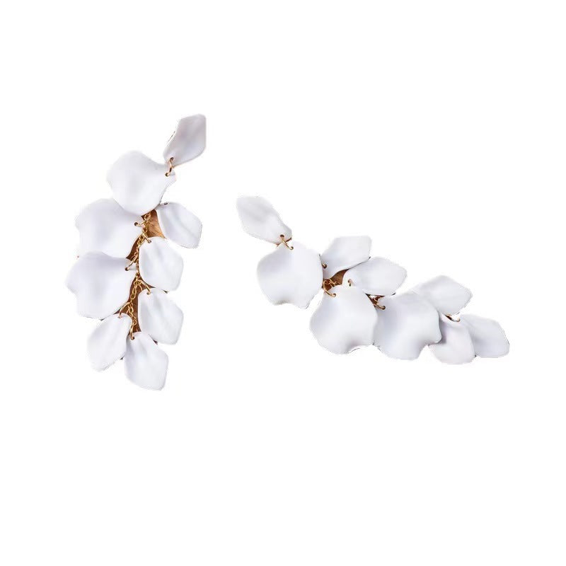 IG Style Retro Acrylic Flower Petal Drop Earrings in Sterling Silver