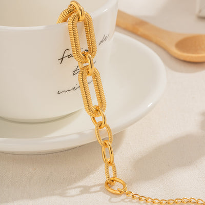 18K Gold Plated Stainless Steel Textured Chain Bracelet