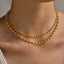 IG Style Solid Color 18K Gold Plated Stainless Steel Double Layer Necklace