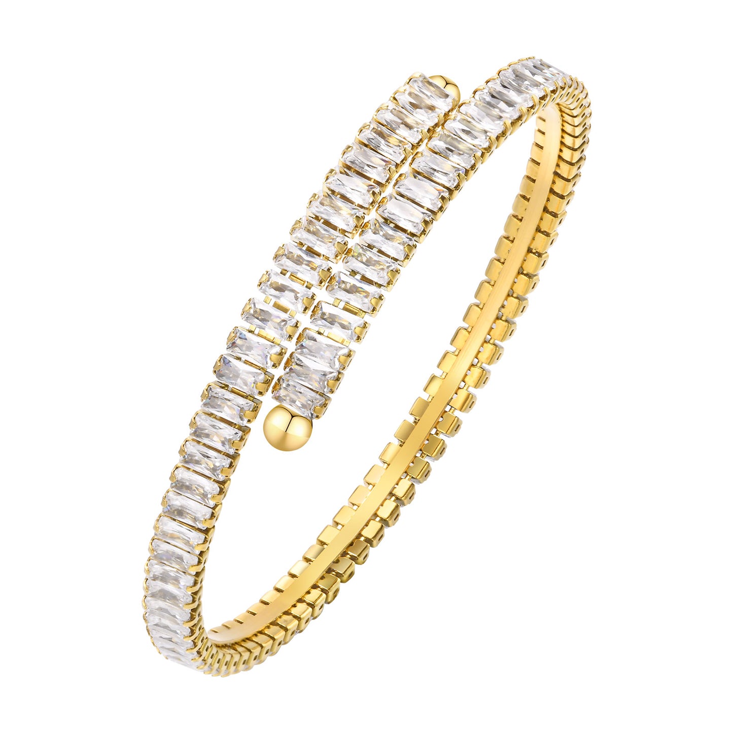 IG Style Geometric 18K Gold Plated Zircon Bangle Bracelet