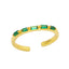 INS Style Geometric Irregular Colorful Zircon 18K Gold Plated Open Ring