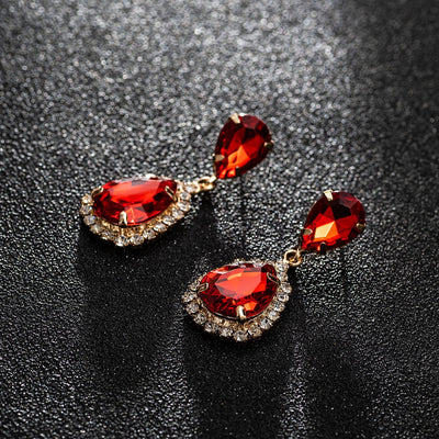 INS Style Shiny Water Droplets Artificial Crystal Rhinestone Inlay Crystal Rhinestones Women'S Drop Earrings