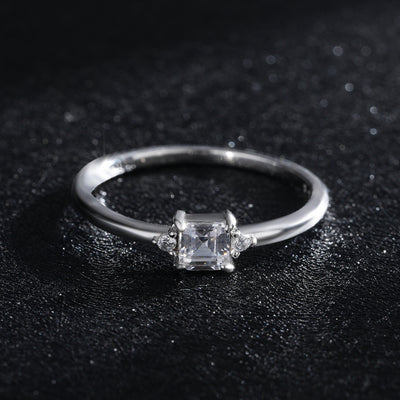 INS Style Simple Style Classic Style Square Sterling Silver Plating Inlay Zircon 14K Gold Plated Rhodium Plated Rings