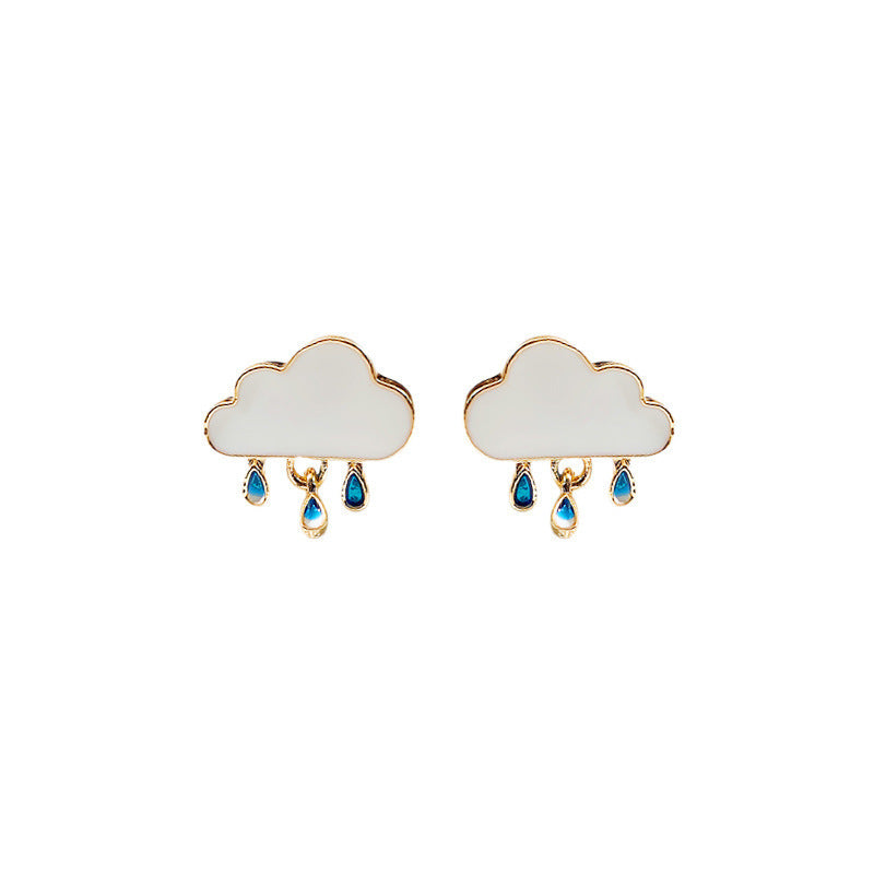Japan And South Korea Fashion Earrings Cloud Raindrops Pendant Rhinestone Resin Stud Earrings Wholesale