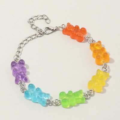 Jewelry Sweet And Cute Candy Color Resin Bear Popular Bracelet