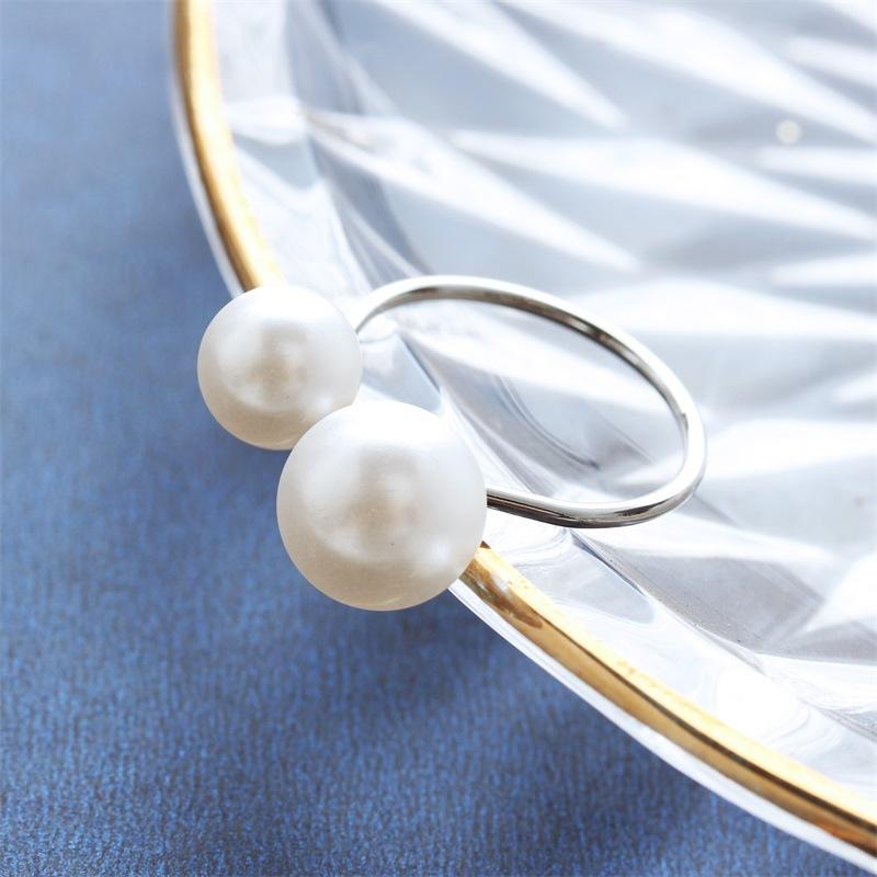 Korean Handmade Elegant U-Shaped Pearl Adjustable Ring