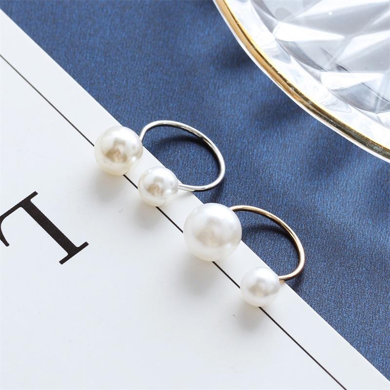 Korean Handmade Elegant U-Shaped Pearl Adjustable Ring