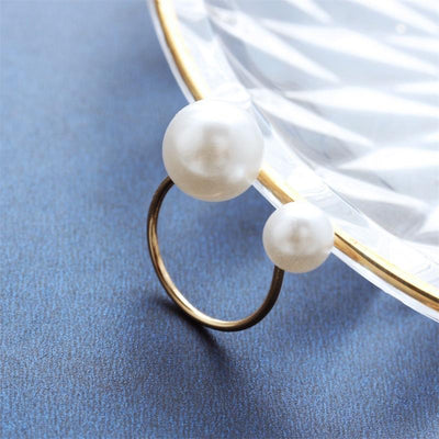 Korea Handmade Elegant Lady Style U-shaped Pearl Opening Adjustable Ring Wholesale Yiwu Suppliers China
