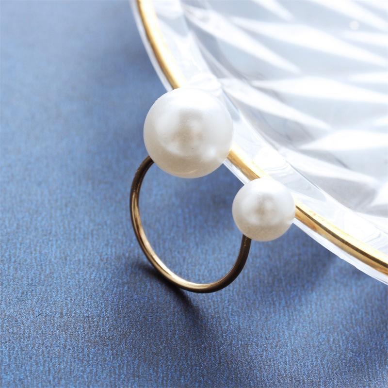 Korean Handmade Elegant U-Shaped Pearl Adjustable Ring